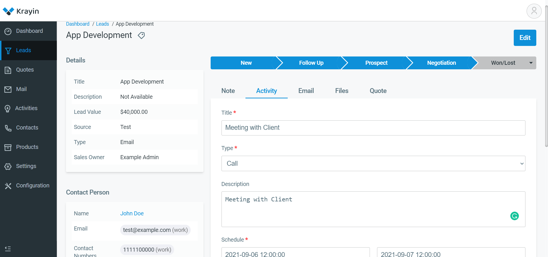 How To Manage Crm Activities In Krayin Laravel Opensource Crm