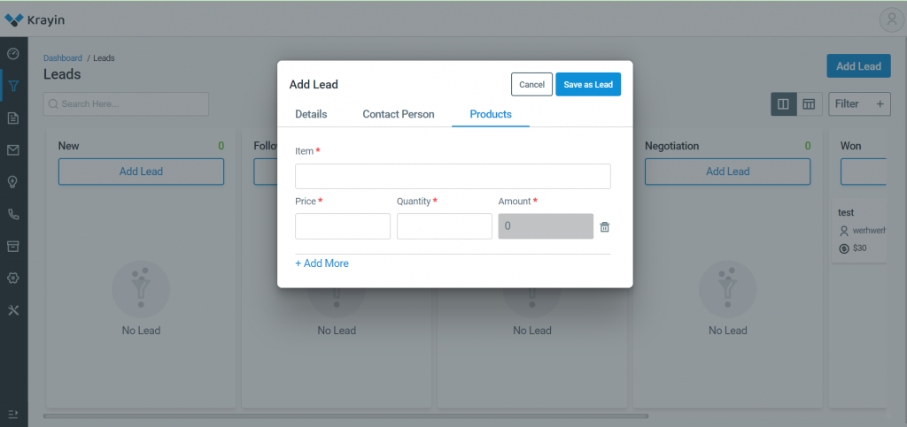 In this section you need to add Poducts details for lead generation. 