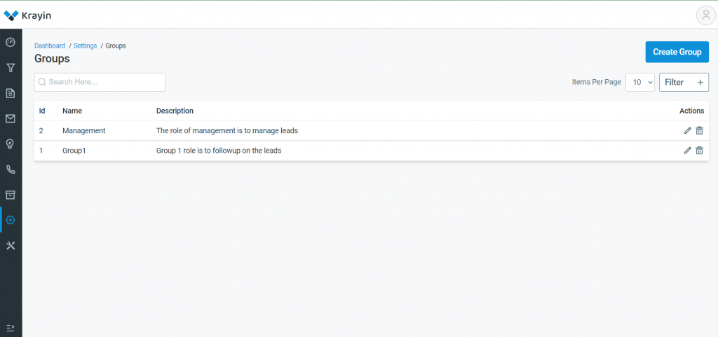 How to create Group in Krayin