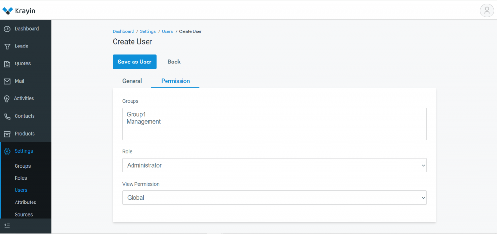 View Permission: In view permission, you can assign permission from the drop-down.