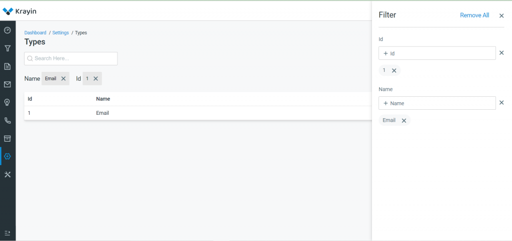 If there are so many types, so you can find out by using Filter Tab. You need to put ID and Name of the type, now you will find out your desire Type. 