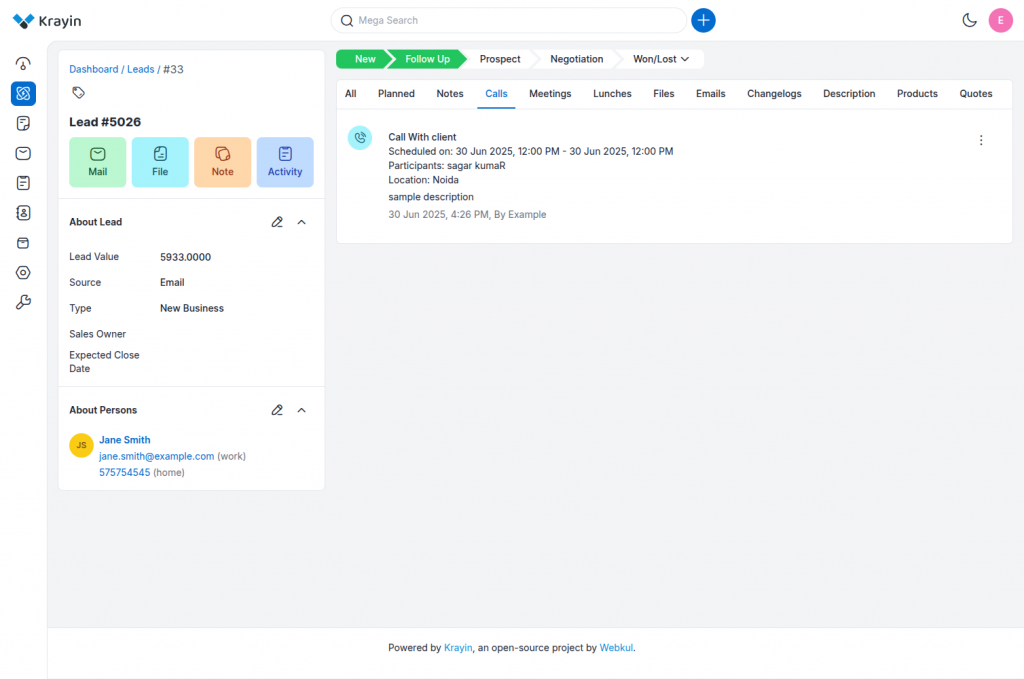 How to Manage CRM Activities in Krayin?