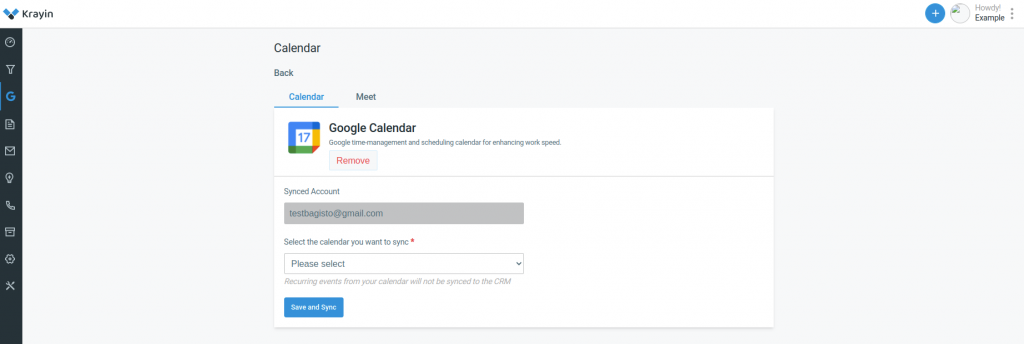 Google Calendar and Meet in Krayin CRM 
