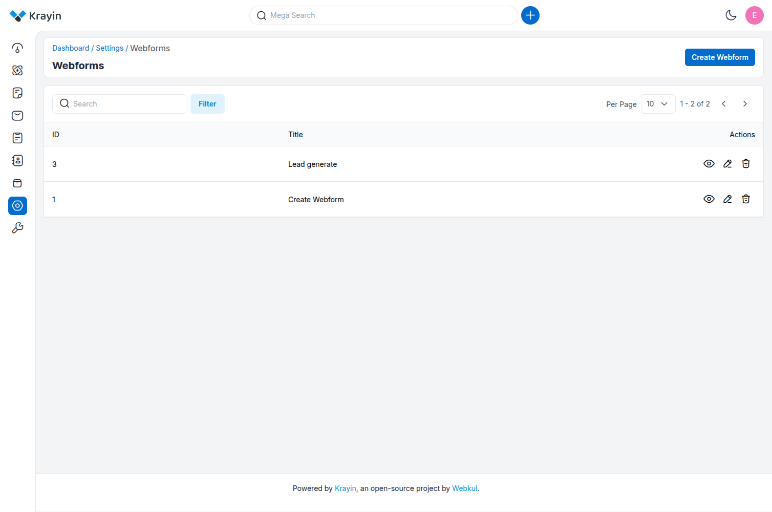 How to set up Webform in Krayin CRM?