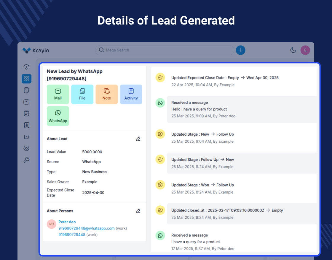 Krayin CRM WhatsApp Extension Slider Image 4
