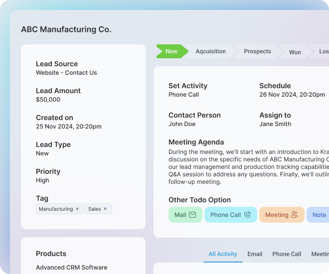 Manufacturing CRM Lead Management