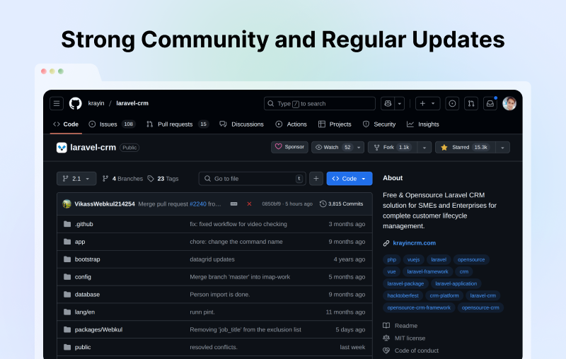 Strong Community and Regular Updates