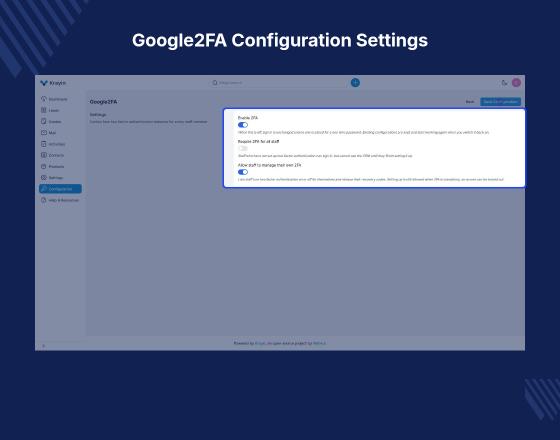 Krayin Google Two-Factor Authentication Extension Slider Image 0