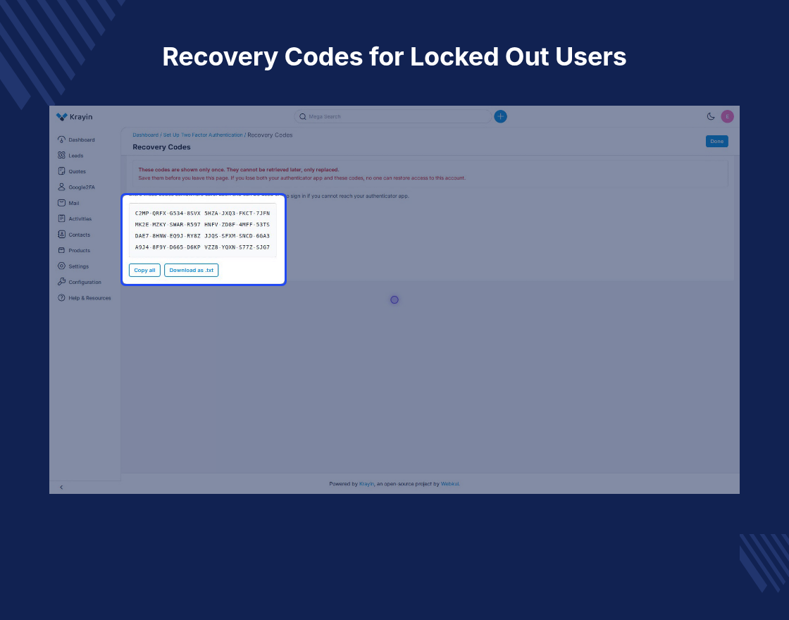 Krayin Google Two-Factor Authentication Extension Slider Image 2