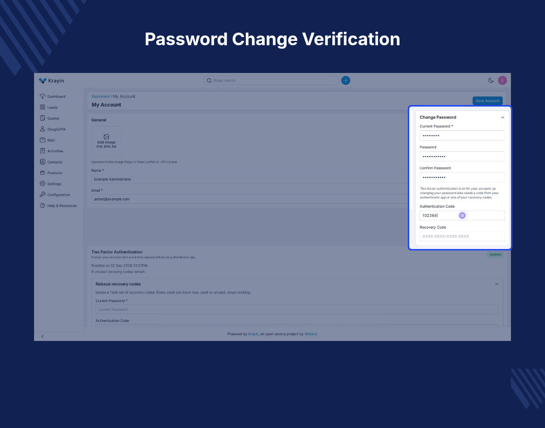 Krayin Google Two-Factor Authentication Extension Slider Image 7